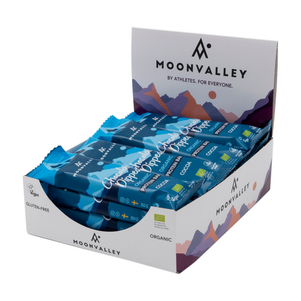 Moonvalley Organic Protein Bar Chocolate-Dipped - Cocoa Box (12 x 50 g)