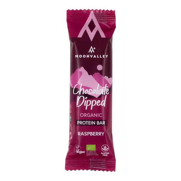 Moonvalley Organic Protein Bar Chocolate-Dipped - Raspberry Box (12 x 50 g)
